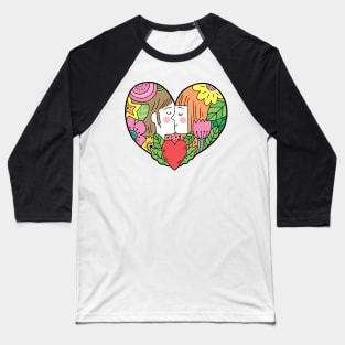 couple kiss heart shape Baseball T-Shirt